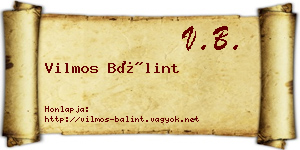 Vilmos Bálint névjegykártya